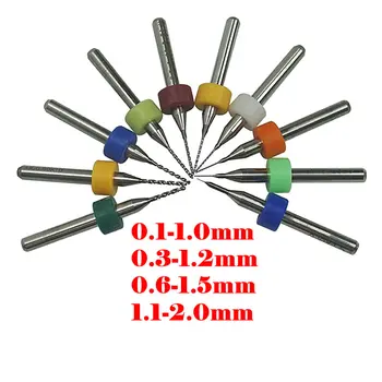 10Pcs CNC PCB Rezkanje Vrtalnih Orodij Komplet vrhunskih Premera 0.1-2 mm Kolenom Premer 3.175 mm za SMT CNC Odbor Vrtanje