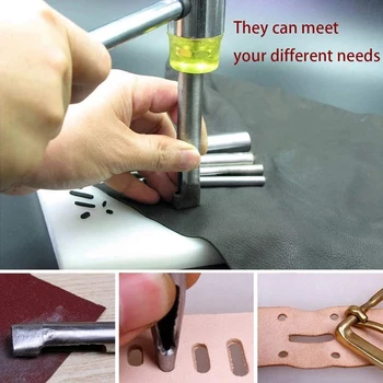 12 Kos Usnja Obrti Hole Punch Set 3 mm Ovalne Oblike Udarec Rezalno Orodje za Usnje jermenčki Pasovi Plastike, ki Delajo