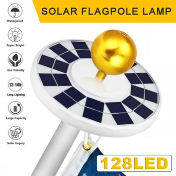 128 LED Solar Powered Zastavo Pole Svetlobe Downlight Nastavljiva Svetlost Kampiranje Luči Super Svetla Jamboru Šotor Nočna Lučka