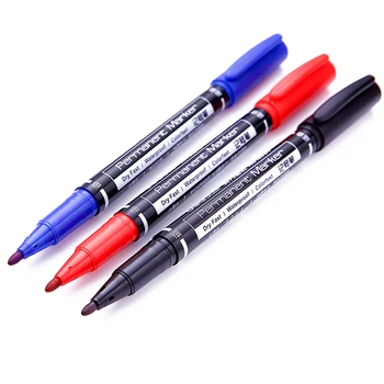 12pcs/paket Twin Tip Stalno Marker Nepremočljiva Olje-Ink flomaster Fine/Srednja Točka 0,5 mm-1mm Pero Marker Črna Modra Rdeča Črnilo