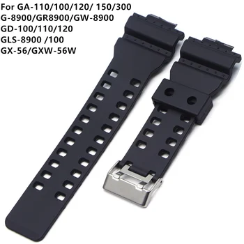 16 mm Silikonske Gume Watch Band Traku, Primerni Za Casio G Šok GA110／100 Zamenjava Black Nepremočljiva Watchbands Dodatki