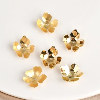 6pcs baker, platirane 14K zlata pet cvetnih listov cvet latica kos Beaded DIY ročno izdelan nakit dodatki materiali