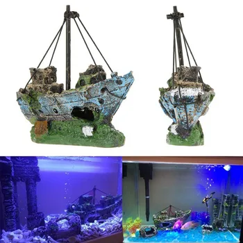 Akvarij Ladja, Čoln Majhna Žival Fish Tank Krajinsko Ornament Dekorativni Majhnih Votlih Smolo Dekoracijo