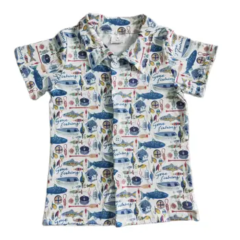 BT0010 moda zavoj navzdol ovratnik fant kratek rokav bluze otroci poletje t-shirt