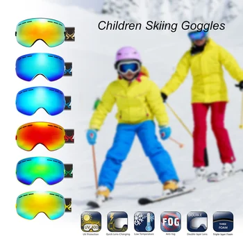 Benice Otroci v Smučarskih Snowboard Očala Za Otroke UV400 Dvojno plast Anti-fog Fant Dekle Sferične Leče Big Snegu Smučanje Očala