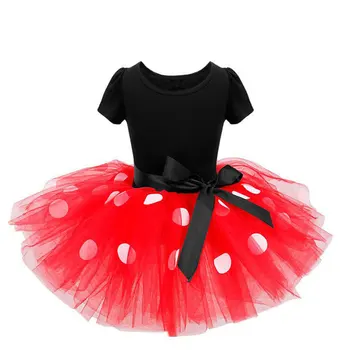 Dekle Mickey Mouse Srčkan Obleko Z Glavo Krog Pike, Rdeče Črno Dekle Obleke Dekle Kostum Velikost 100-140 Dekle Počitnice Obleke