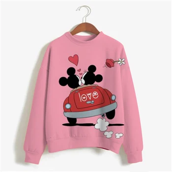 Disney Novo 2022 Padec Moda Priložnostne Risanka Mickey Mouse Tiskanja Svoboden Bombaž O-Neck Majica Dolg Rokav