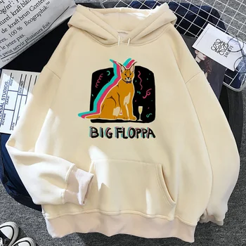 Floppa hoodies moške anime ulične Ulzzang natisnjeni moški pulover hoddies Koreja hip hop