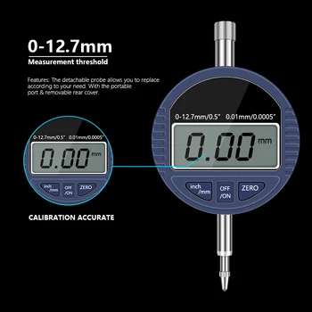 Kazalnik Merilnik Digitalni Indikator 0-12.7 mm 0.01 mm Elektronski Mikrometer Meritev Palčni vrtljivi gumb Merilnik za Merjenje Orodje