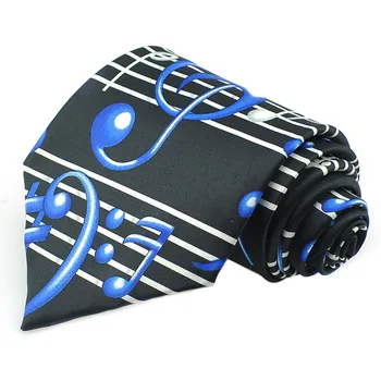 Kravatni Moške Stranke, kravato Darilo Cravat Vezi Za Moške blagovne Znamke Design Glasbe Opomba Black 4 palčni Kraljevsko Modra Zvočni Spekter Velikih Glasbenih Točk