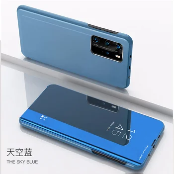 Luksuzni Ogledalo Smart Ogledate Flip Stojalo Primeru Za Xiaomi Mi 10 Ultra 10T Lite Opomba 10 Pro Poco F2 Pro X3 NFC Zaščitni Pokrov Fundas