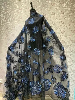 Mornarsko modri Cvetovi Latest Visoke kakovosti tkanine, čipke v Franciji Čipke Tkanin, vezenin Nigerijski Čipke Tkanine za Poroko
