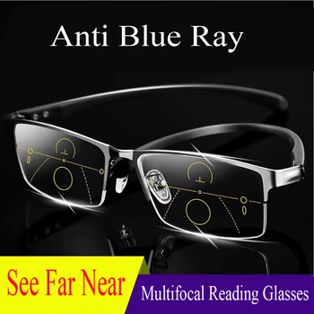 Nadgradili Anti Blue Ray Progresivna Multifokalna očala za Branje Očala Moških Točk za Bralca v Bližini Daleč pogled dioptrije 1.0-3.0