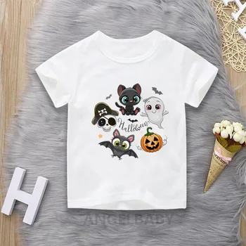 Otrok Halloween Bat Bučna Boo Risanka T-shirt Dekleta/Fantje Smešno Srčkan Baby Oblačila Otroci Poletje Vrhovi Tshirt Fantje, Oblačila