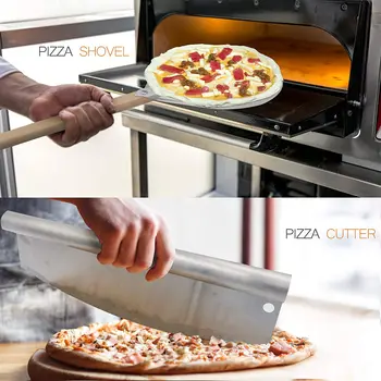 Pizza Obračanja Peel & Pizza Rezalnik Perforirano Pizza Lupine s Snemljiv Ročaj in Pizza Rezalnik Pizza Veslo za Pizza Peči