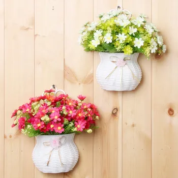 Plastični vaza z svile cvetja visečo košaro posode za cvetlične rastlin doma stranka poročno dekoracijo DIY cvet set