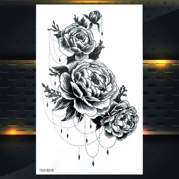 Ponaredek Nakit Začasne Tetovaže, Nalepke Za Ženske Velika Rose Mehndi Cvet Tatoo Akvarel Lotus Mandala Obeski Tatoos Prsih
