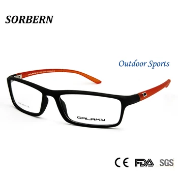 SORBRN TR90 Plastičnih Titana Moških Optičnih Očal Okvir Kvadratnih Optični Okvir Black Orange Recept Očala Okvirji za Očala