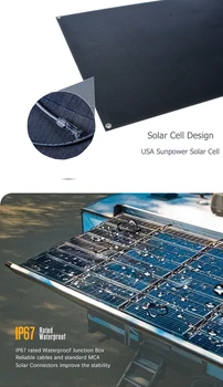 Sunpower Plošča Sončne 100W 200W 300W ETFE Sunpower Sončne Celice Visoko Učinkovitost Za RV, Morske in Zunaj dejavnosti,