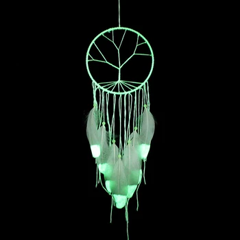 Svetlobna Lovilec Sanj, Ustvarjalne Fluorescentna Ročno Pero Obesek Doma Wind Chime Dekoracijo Notranjih svetlobna Dream Catcher