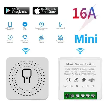 Tuya Mini Wifi Smart Stikalo 16A 2-način Nadzora Časovnik Brezžična Stikala Pametni Dom, Avtomatizacija Dela Z Tuya Alexa googlova Domača stran