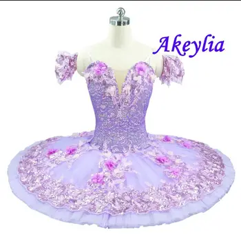 Vijolična Balet Tutu Ženske Flower Fairy Princess Baletni kostumi Ballerina Palačinka krožnik tutus Roza strokovno balet obleko