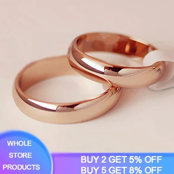 Visoka Kakovost 4 mm Preprosta Nemoteno Halo Obroč Fine Rose Gold Barvi Ring Moških in Žensk Izključno Nekaj Poročni Prstani Obletnico