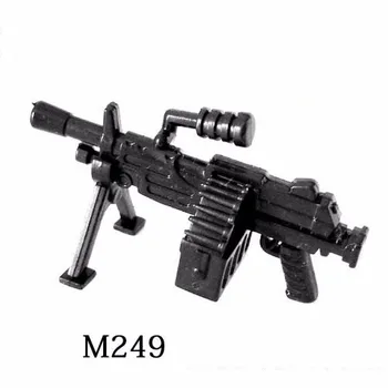Vojaško Orožje M249 Težki mitraljezi 5PCS/veliko Izvirnih Igrača Mesto Swat Policija Združljiv Številke Mini Igrače za Otroke