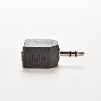 Črna 3.5 mm Moški 2 Ženski Adapter Vtičnica 1 2 Dvojne Slušalke Slušalke Y Razdelilno Kabelsko Kabel Adapter za MP3, Telefon