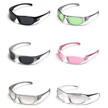 SHAUNA Moda za Ženske, sončna Očala Goggle Y2k Stilov Moški Športni Ovalne Odtenki UV400
